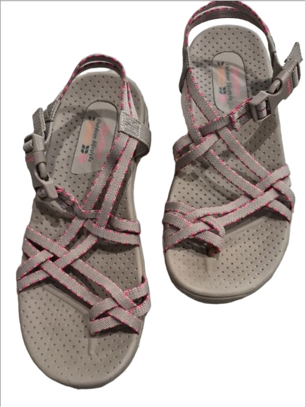 Skechers Reggae Irie Mon Sport Sandals Taupe/Coral Women’s Size 9M